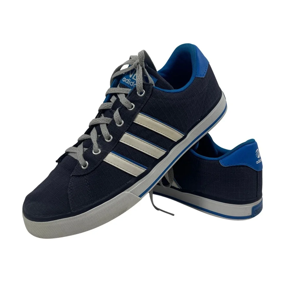 adidas Neo Men's‎ Low Top Sneakers Navy Blue Canvas Size 10
